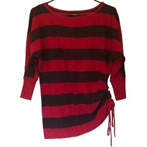 Express pink/purple striped tunic w/ 3/4 dolman sleeves & cinchable l. side sz S